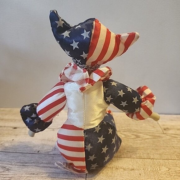 Sugar Loaf Creations Patriotic Jester Clown Doll USA Flag Heart Face July 4th - Picture 3 of 9